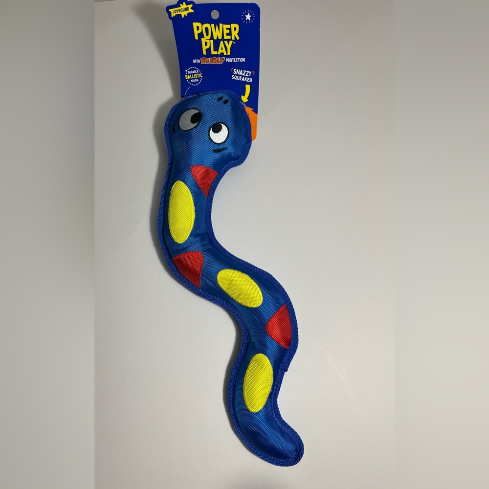 Snazzy Snake Dog Toy - Blue with Red and Yellow Accents